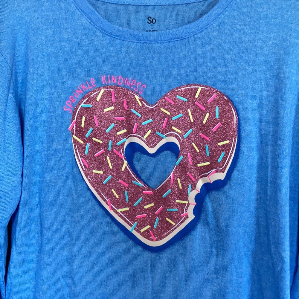Relisted SO Sprinkle Kindness cozy glitter graphic top girls XL 14 / 16 - Picture 14 of 17
